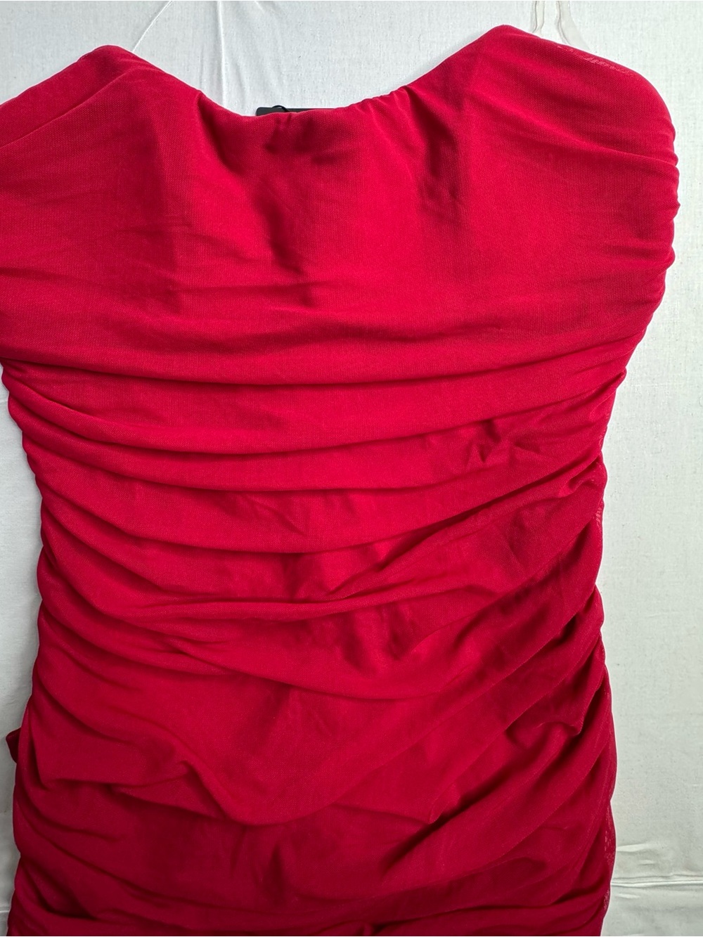 Fashion Nova Hot Pink Strapless Ruched Dress
